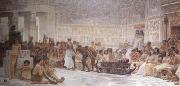 Alma-Tadema, Sir Lawrence Edwin Long,An Egyptian Feast (mk23) Sweden oil painting reproduction